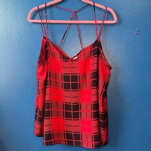 Red Plaid Tank with Strappy Back